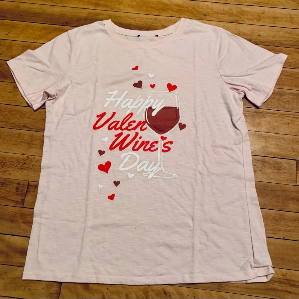 Happy Valen Wine's Day Tee - Medium - Happy Valentines Day